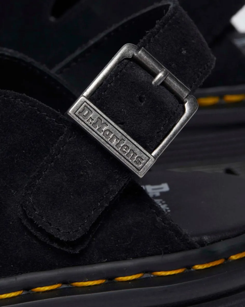 Dr. Martens Mules|Shoes*Zebzag Suede Casual Slingback Platform Mules in Black Black — E.H.Suede
