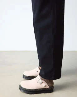 Dr. Martens Last Chance Styles*Zebzag Suede Casual Slingback Platform Mules in Powder Pink Powder Pink — E.H.Suede