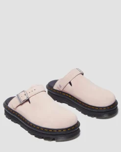 Dr. Martens Last Chance Styles*Zebzag Suede Casual Slingback Platform Mules in Powder Pink Powder Pink — E.H.Suede