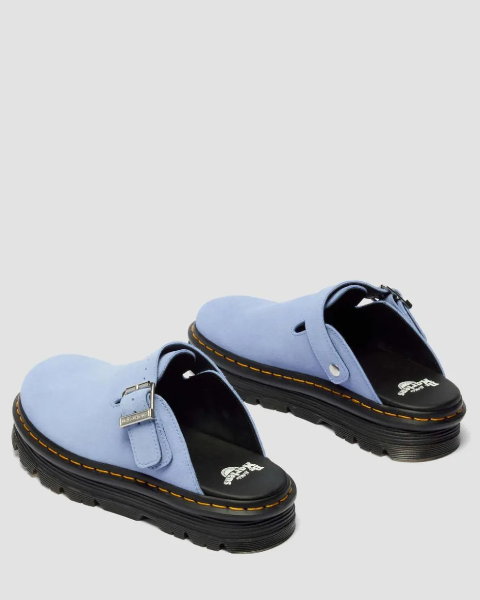 Dr. Martens Mules|Sandals*Zebzag Suede Casual Slingback Platform Mules in Cornflower Blue CORNFLOWER BLUE — E.H.Suede