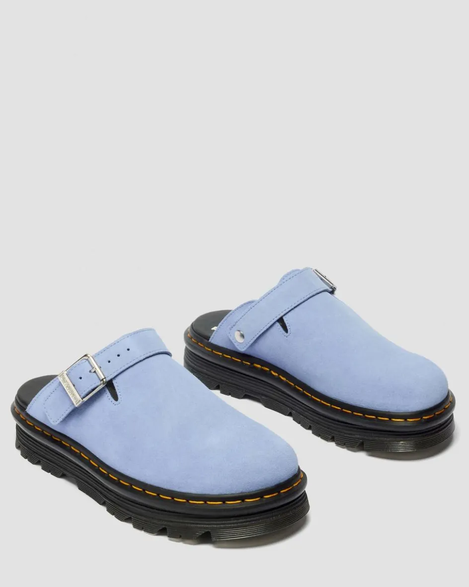 Dr. Martens Mules|Sandals*Zebzag Suede Casual Slingback Platform Mules in Cornflower Blue CORNFLOWER BLUE — E.H.Suede