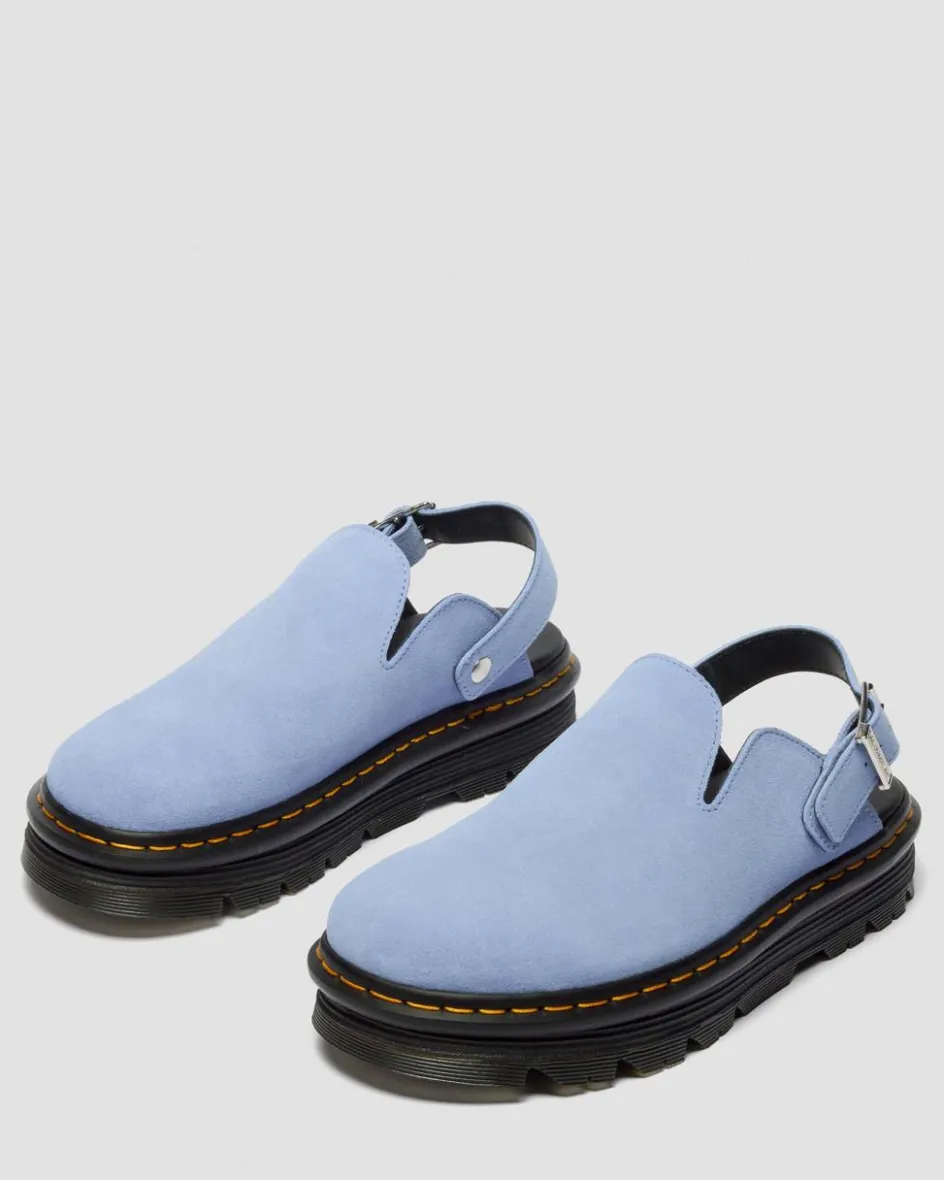 Dr. Martens Mules|Sandals*Zebzag Suede Casual Slingback Platform Mules in Cornflower Blue CORNFLOWER BLUE — E.H.Suede