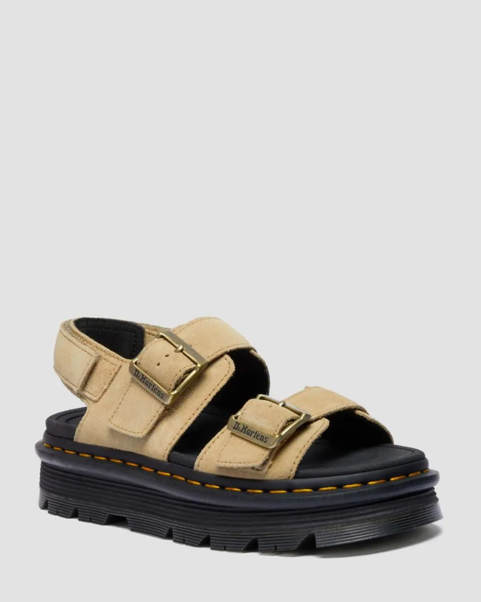 Dr. Martens New And Featured|Sandals*Zebzag Suede Platform Sandals in Savannah Tan Savannah Tan — E.H.Suede