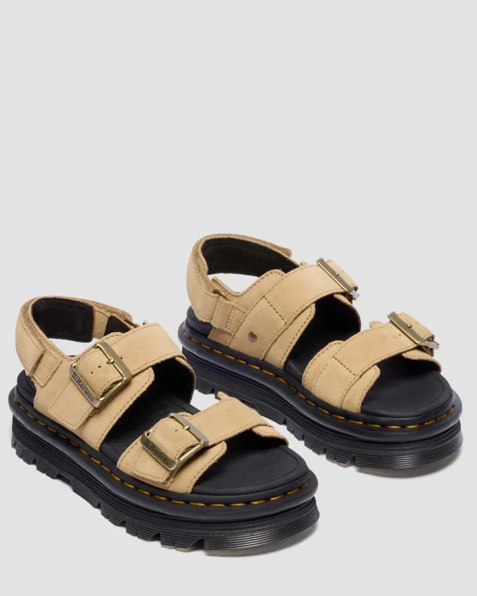 Dr. Martens New And Featured|Sandals*Zebzag Suede Platform Sandals in Savannah Tan Savannah Tan — E.H.Suede