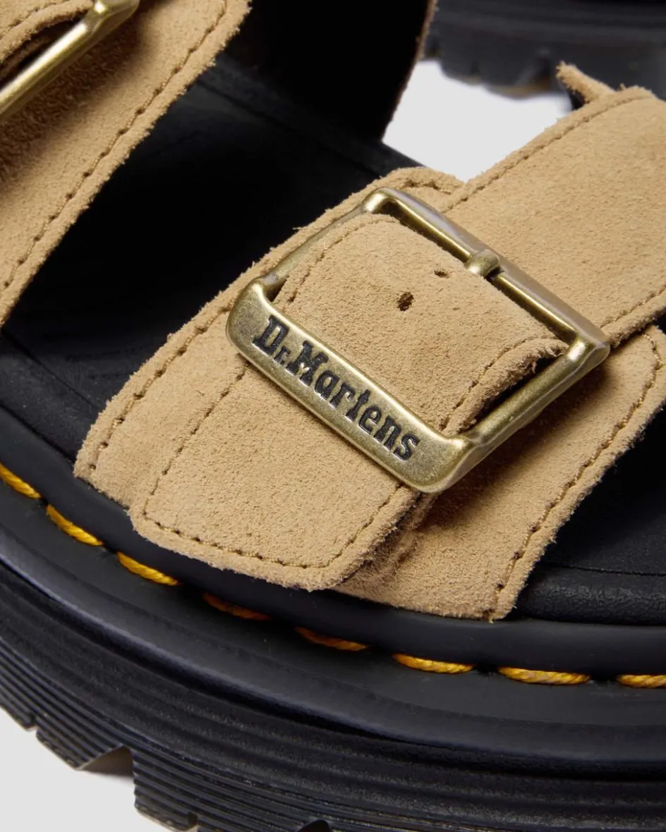 Dr. Martens New And Featured|Sandals*Zebzag Suede Platform Sandals in Savannah Tan Savannah Tan — E.H.Suede