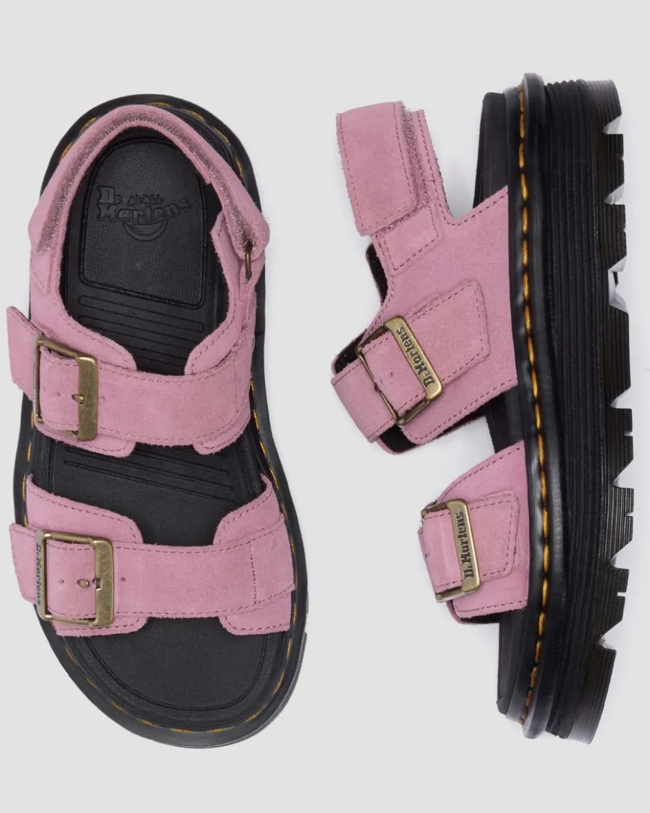 Dr. Martens New And Featured|Sandals*Zebzag Suede Platform Sandals in Dusty Rose Dusty Rose — E.H.Suede