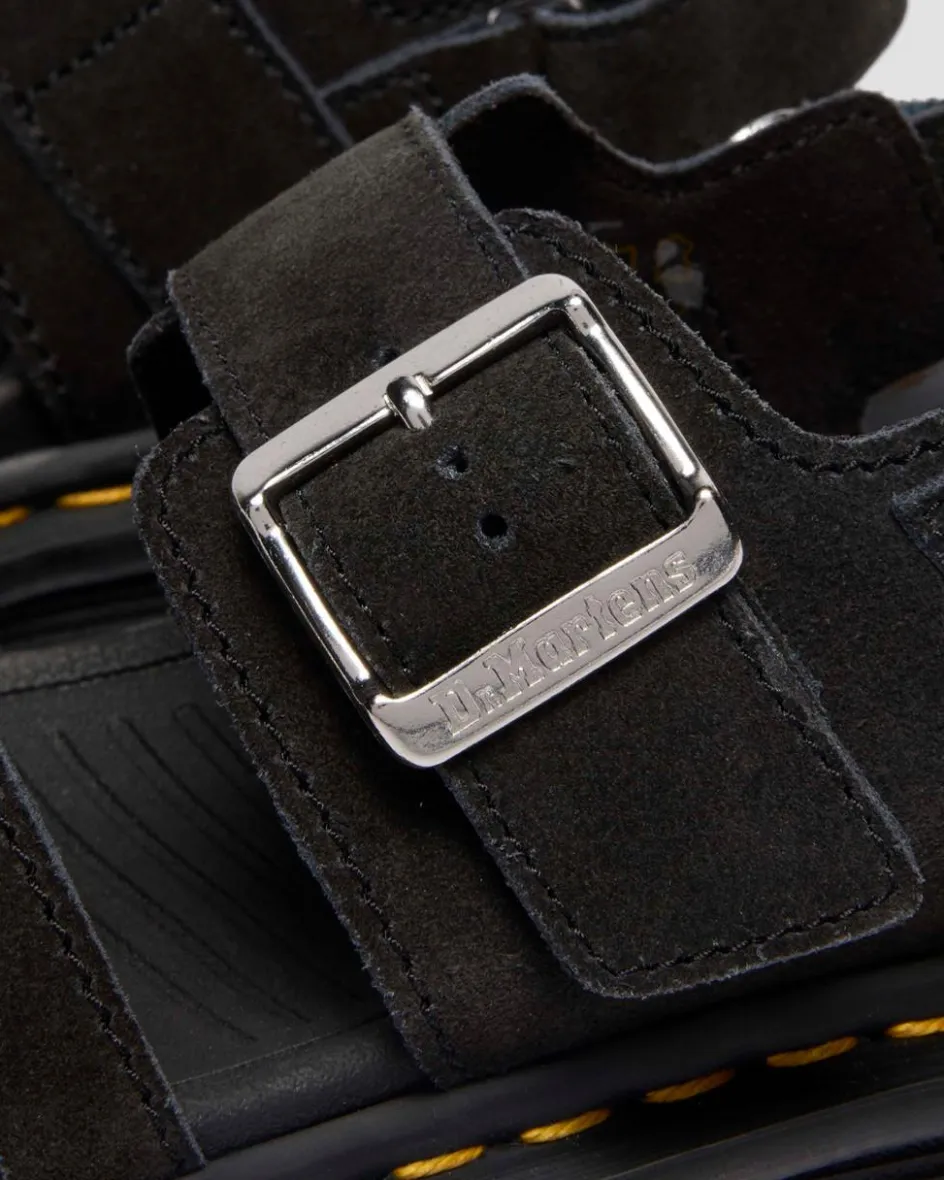 Dr. Martens Sandals|Zebzag: The Art Of Comfort*Zebzag Suede Platform Sandals in Black Black — E.H.Suede