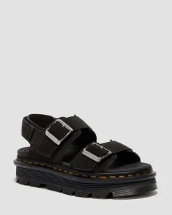 Dr. Martens Sandals|Zebzag: The Art Of Comfort*Zebzag Suede Platform Sandals in Black Black — E.H.Suede