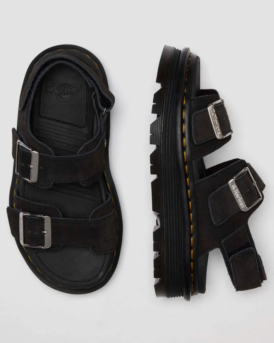 Dr. Martens Sandals|Zebzag: The Art Of Comfort*Zebzag Suede Platform Sandals in Black Black — E.H.Suede