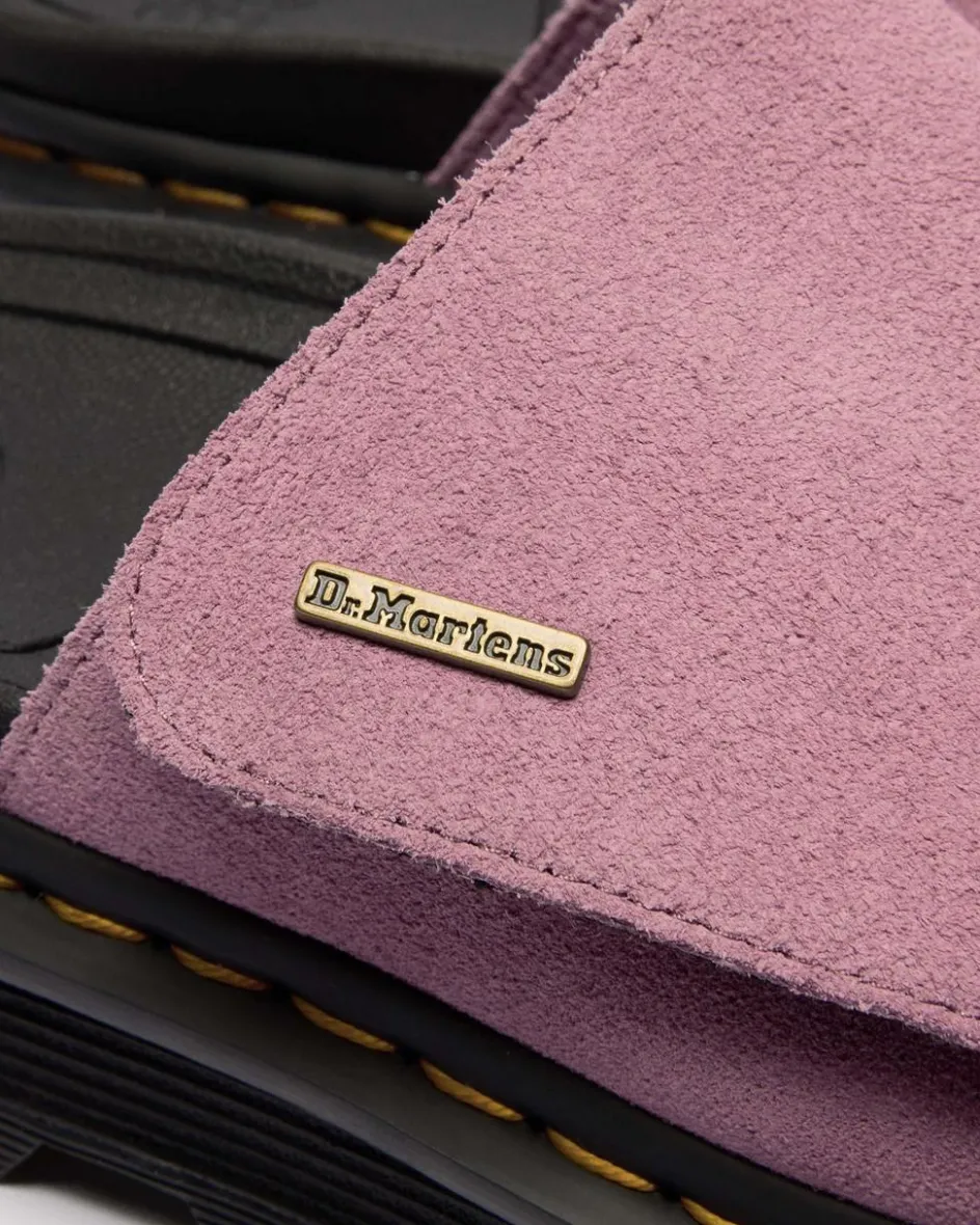 Dr. Martens Mules|Slides*Zebzag Suede Platform Slides in Dusty Rose Dusty Rose — E.H.Suede