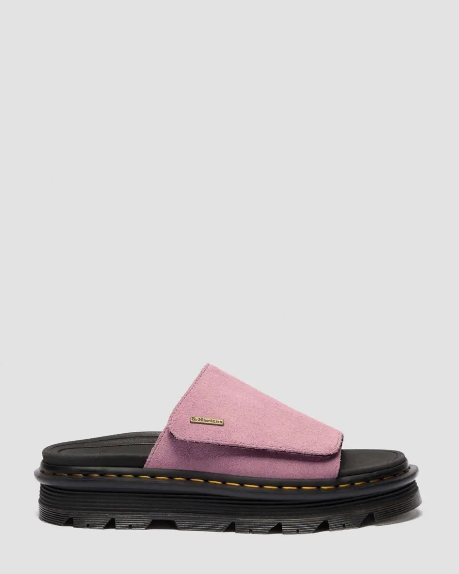 Dr. Martens Mules|Slides*Zebzag Suede Platform Slides in Dusty Rose Dusty Rose — E.H.Suede
