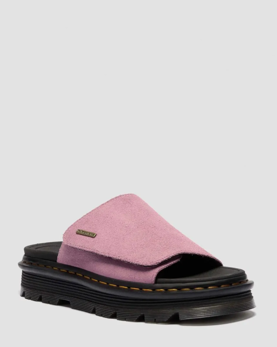 Dr. Martens Mules|Slides*Zebzag Suede Platform Slides in Dusty Rose Dusty Rose — E.H.Suede