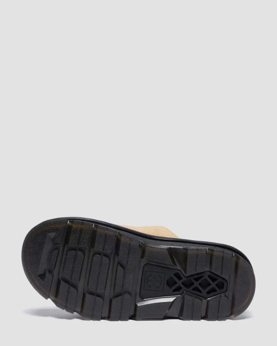 Dr. Martens Mules|Slides*Zebzag Suede Platform Slides in Savannah Tan Savannah Tan — E.H.Suede