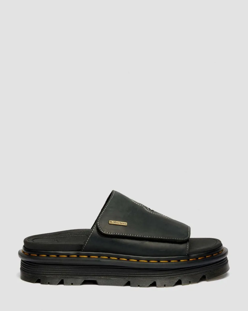Dr. Martens Mules|Sandals*Zebzag Wyoming Leather Slides in Black Black — Wyoming