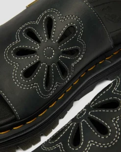 Dr. Martens Mules|Sandals*Zebzag Wyoming Leather Slides in Black Black — Wyoming
