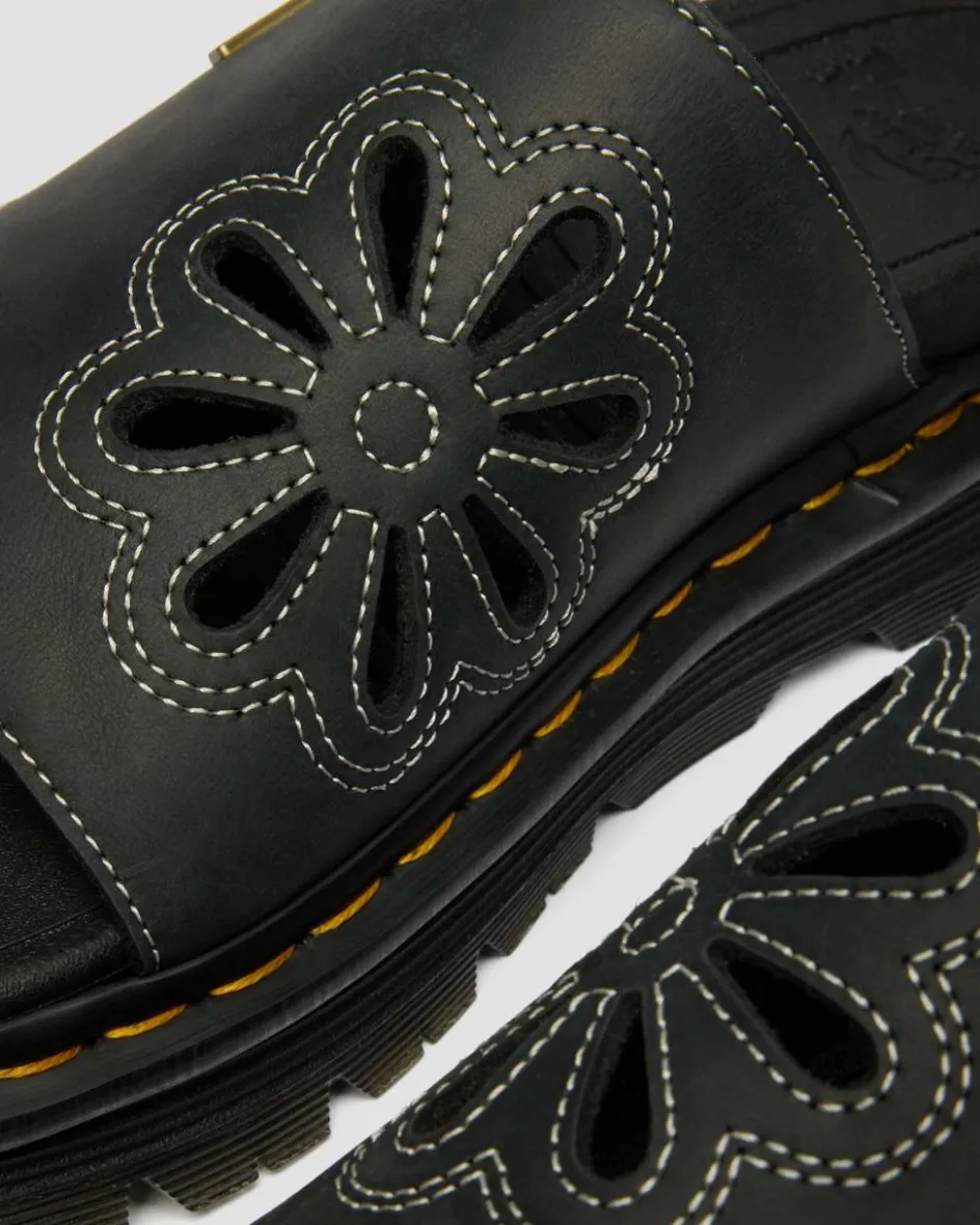 Dr. Martens Mules|Sandals*Zebzag Wyoming Leather Slides in Black Black — Wyoming