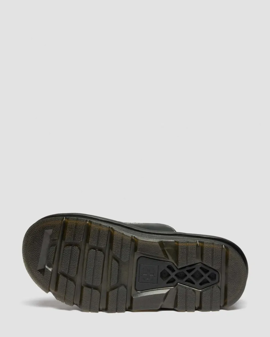 Dr. Martens Mules|Sandals*Zebzag Wyoming Leather Slides in Black Black — Wyoming