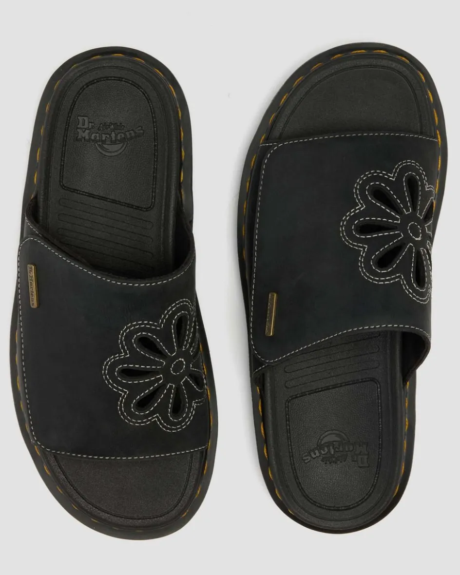 Dr. Martens Mules|Sandals*Zebzag Wyoming Leather Slides in Black Black — Wyoming