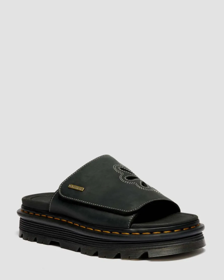 Dr. Martens Mules|Sandals*Zebzag Wyoming Leather Slides in Black Black — Wyoming